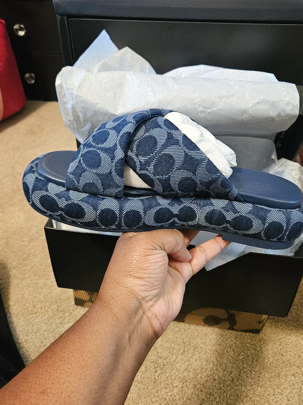 Coach Penelope Signature C Denim Sandal